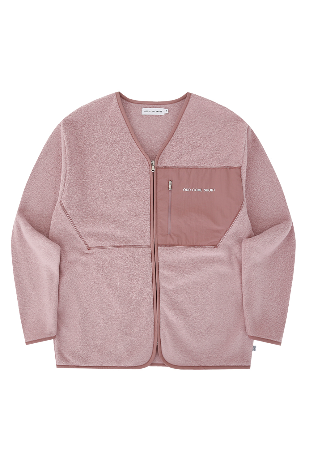 Fleece zip-up cardigan_Pink