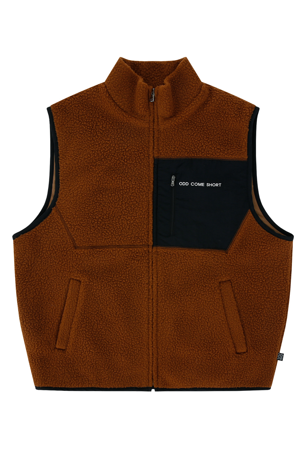 Fleece zip-up vest_Brown